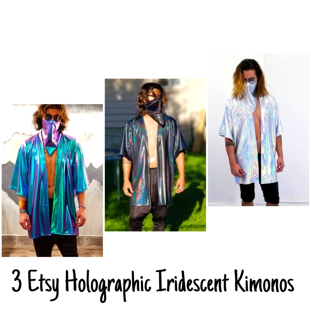 1 Etsy ThatElectricTouch Holographic Iridescent Kimonos Fit A Size L Female $135